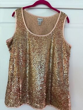 Chico's Gold Sequin Sleeveless Top
